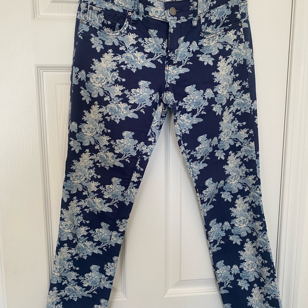 GAP Floral Patterned Blue Skinny Jeans Women’s Size 26
